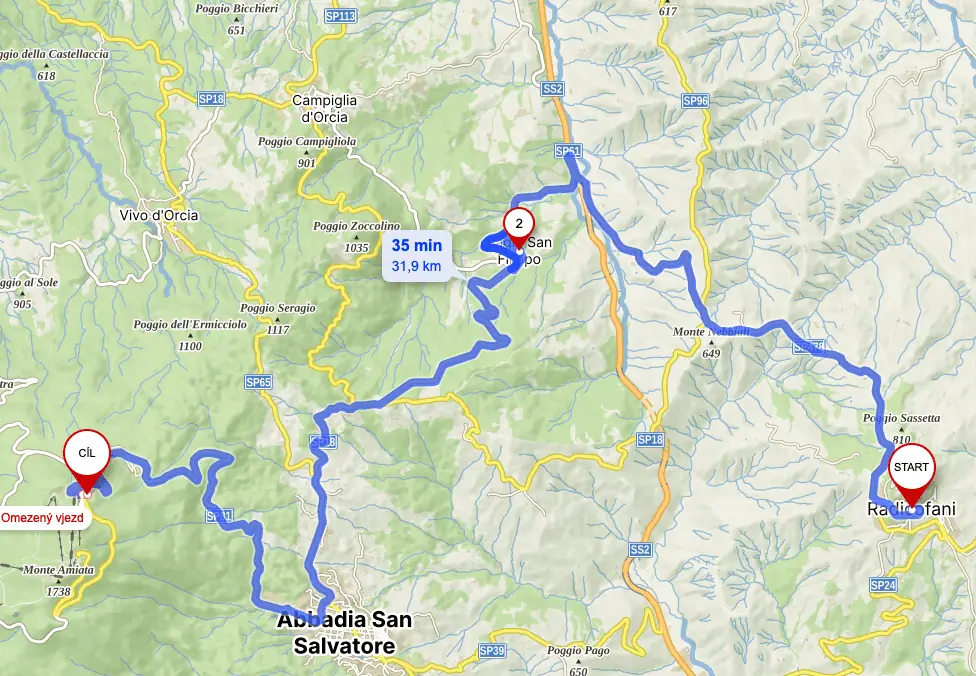 Mapa trasy 5. dne cesty – 31 km