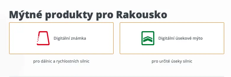 Výběr možnosti: digitální úsekové mýto