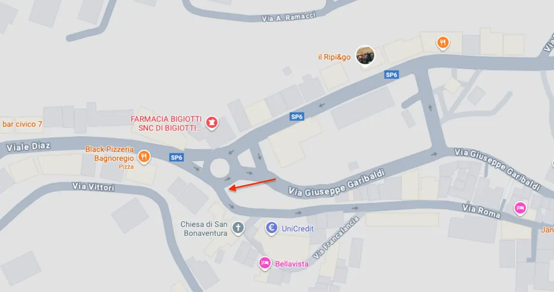 Mapa zákazu vjezdu vozidel nad 2,5 t v Bagnoregiu