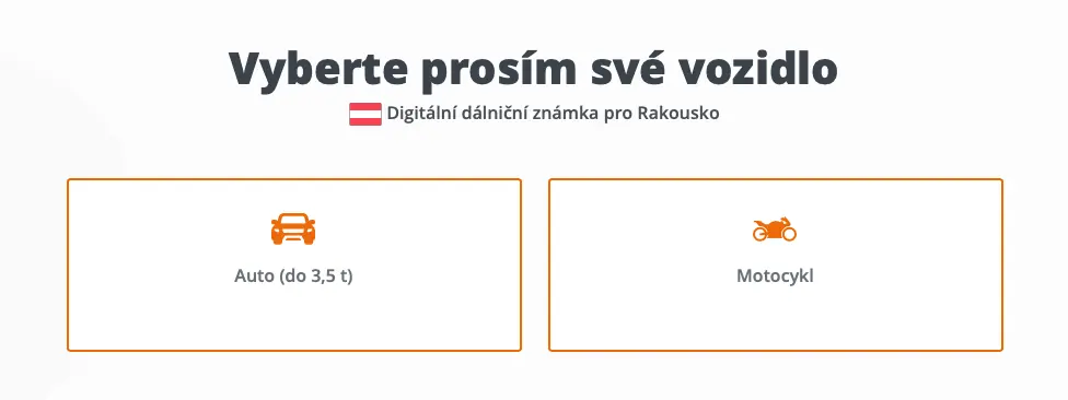 Výběr vozidla. Vozidlo do 3,5t nebo mocykl
